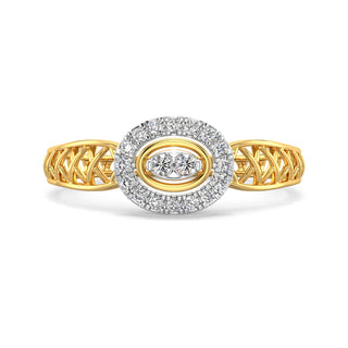 Oval Mesh Diamond Ring-Yellow Gold