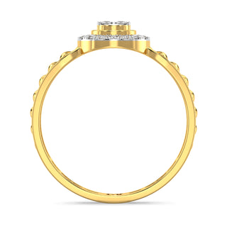 Oval Mesh Diamond Ring-Yellow Gold
