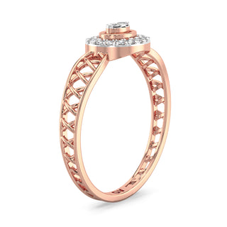 Oval Mesh Diamond Ring-Rose Gold