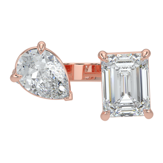 Emerald Pear LGD Solitaire Ring-Rose Gold