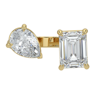 Emerald Pear LGD Solitaire Ring-Yellow Gold