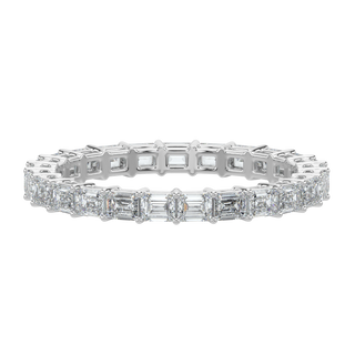 Emerald Diamond Band-White Gold