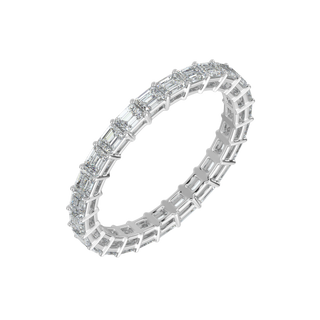 Emerald Diamond Band-White Gold