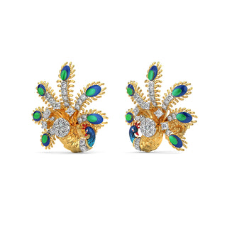 Luminescent Peacock Earrings-Yellow Gold