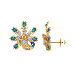 Luminescent Peacock Earrings-Yellow Gold