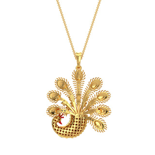 Luminescent Peacock Pendant-Yellow Gold