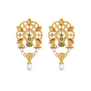 Regal Peacock Earrings-Yellow Gold