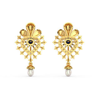 Exquisite Peacock Earrings-Yellow Gold