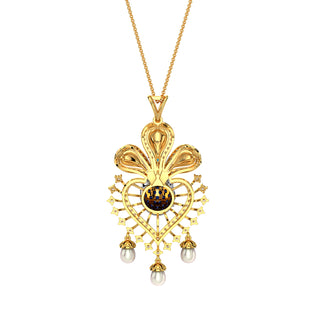 Exquisite Peacock Pendant-Yellow Gold