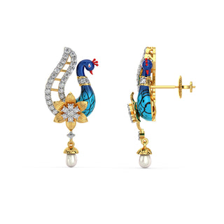 Peacock Treasures Earrings-Yellow Gold