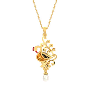 Peafowl Diamond Pendant-Yellow Gold