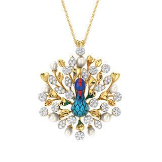 Mystic Peacock Pendant-Yellow Gold
