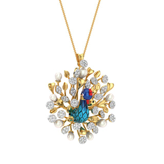 Mystic Peacock Pendant-Yellow Gold