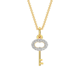 Key Diamond Chain Necklace-Yellow Gold
