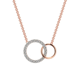 Connected Circles Diamaond Chain Necklace-Rose Gold