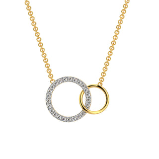 Connected Circles Diamaond Chain Necklace-Yellow Gold