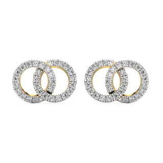 Dual Circle Diamond Earrings-Yellow Gold