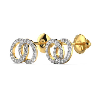 Dual Circle Diamond Earrings-Yellow Gold