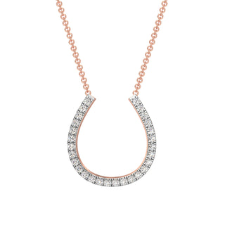 Horseshoe Diamond Chain Necklace-Rose Gold