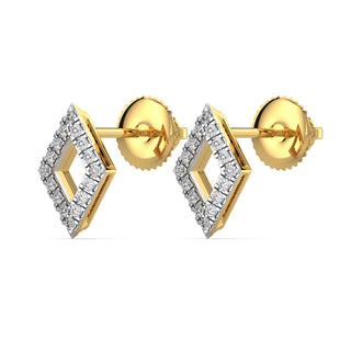 Geometric Diamond Earrings-Yellow Gold