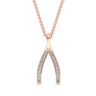 Wishbone Diamond Chain Necklace-Rose Gold