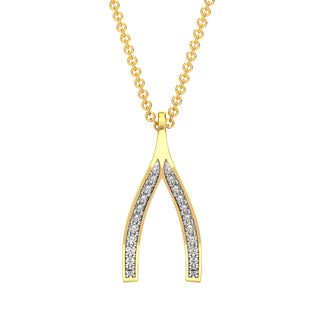 Wishbone Diamond Chain Necklace-Yellow Gold