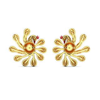 Brilliant Peacock Earrings-Yellow Gold