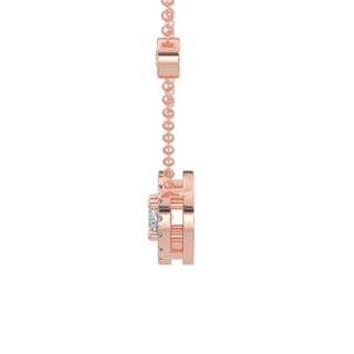 Round Halo Solitaire Chain Necklace-Rose Gold