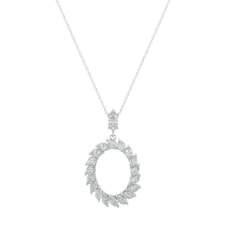 Marquise Halo Chain Necklace-White Gold