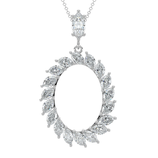 Marquise Halo Chain Necklace-White Gold