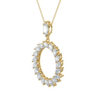 Marquise Halo Chain Necklace-Yellow Gold