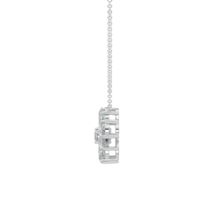 Flower Pear Solitaire Diamond Necklace-White Gold