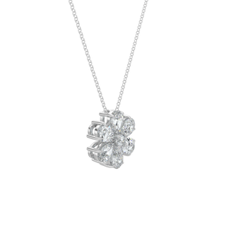 Flower Pear Solitaire Diamond Necklace-White Gold