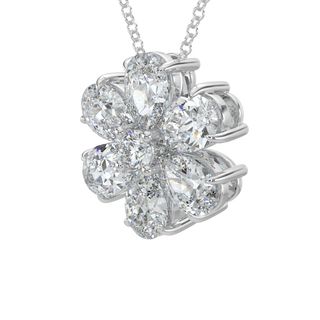 Flower Pear Solitaire Diamond Necklace-White Gold