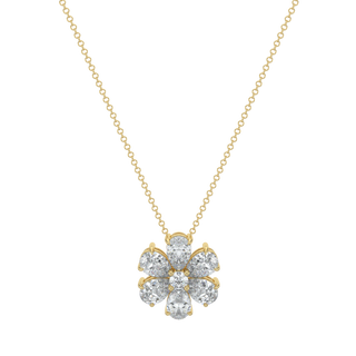 Flower Pear Solitaire Diamond Necklace-Yellow Gold