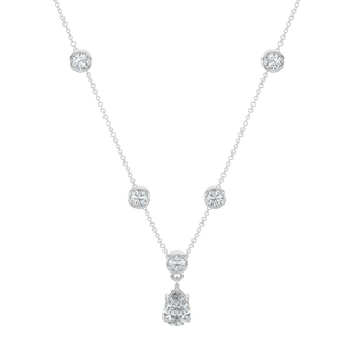 Pear Drop Solitaire Chain Necklace-White Gold