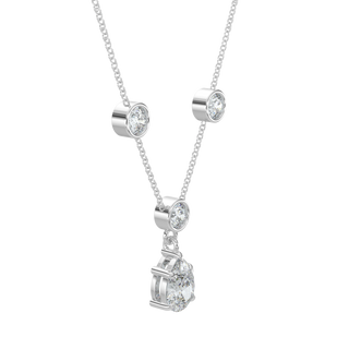 Pear Drop Solitaire Chain Necklace-White Gold