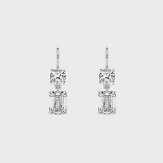 Emerald LGD Solitaire Drop Earrings -White Gold