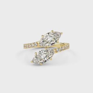 Marquise French Pave LGD Solitaire Ring-Yellow Gold