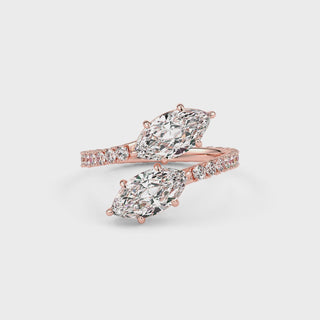 Marquise French Pave LGD Solitaire Ring-Rose Gold