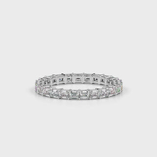 Emerald Diamond Band-White Gold