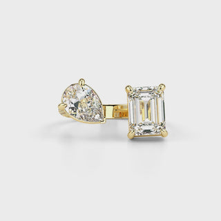 Emerald Pear LGD Solitaire Ring-Yellow Gold