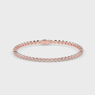 Round Tennis Diamond Bracelet-Rose Gold