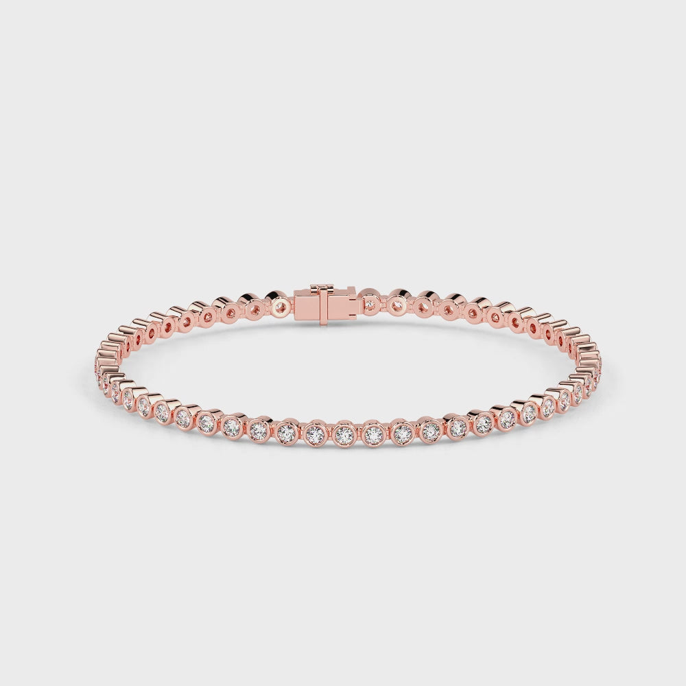 Round Tennis Diamond Bracelet-Rose Gold