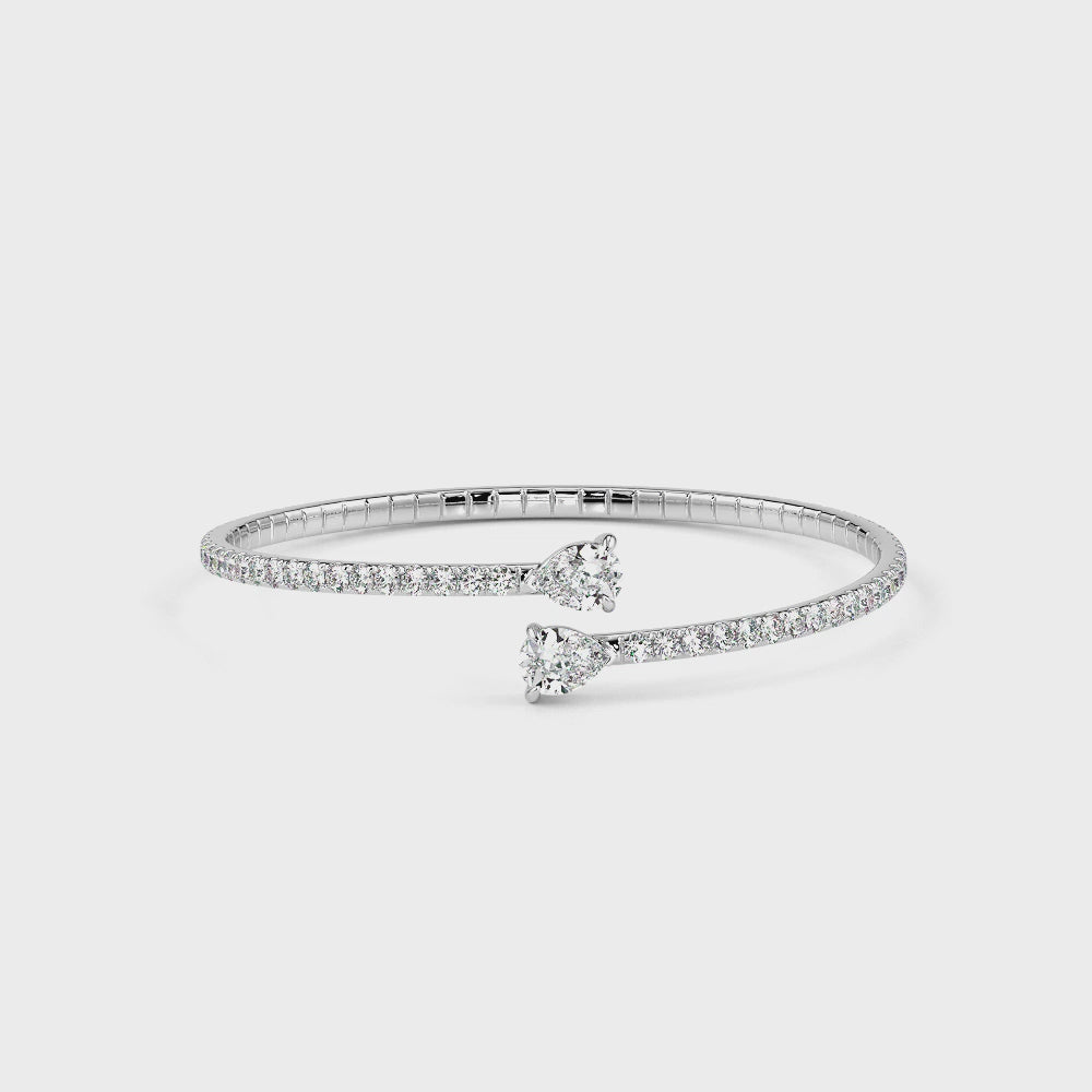Pear Solitaire Diamond Bracelet-White Gold