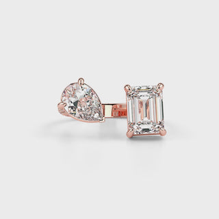 Emerald Pear LGD Solitaire Ring-Rose Gold