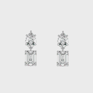 Emerald Drop LGD Solitaire Earrings-White Gold