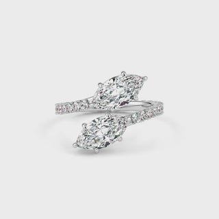 Marquise French Pave LGD Solitaire Ring-White Gold