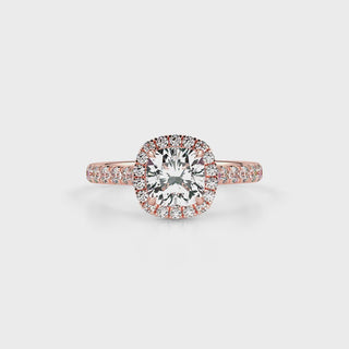 Sunburst Halo LGD Solitaire Ring-Rose Gold