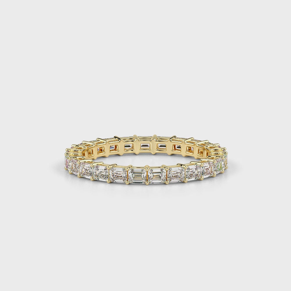 Emerald Diamond Band-Yellow Gold